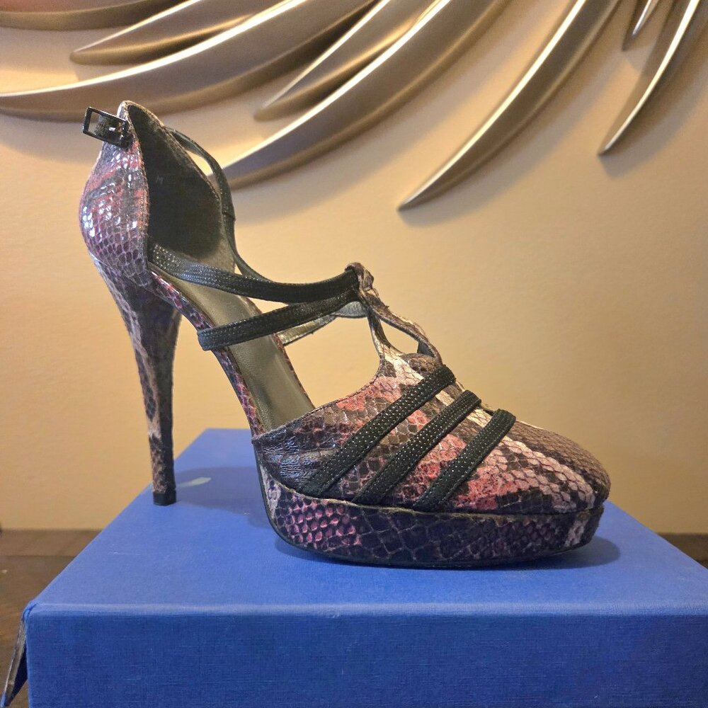 Stuart Weitzman Snakeskin Platform Sandals - image 1